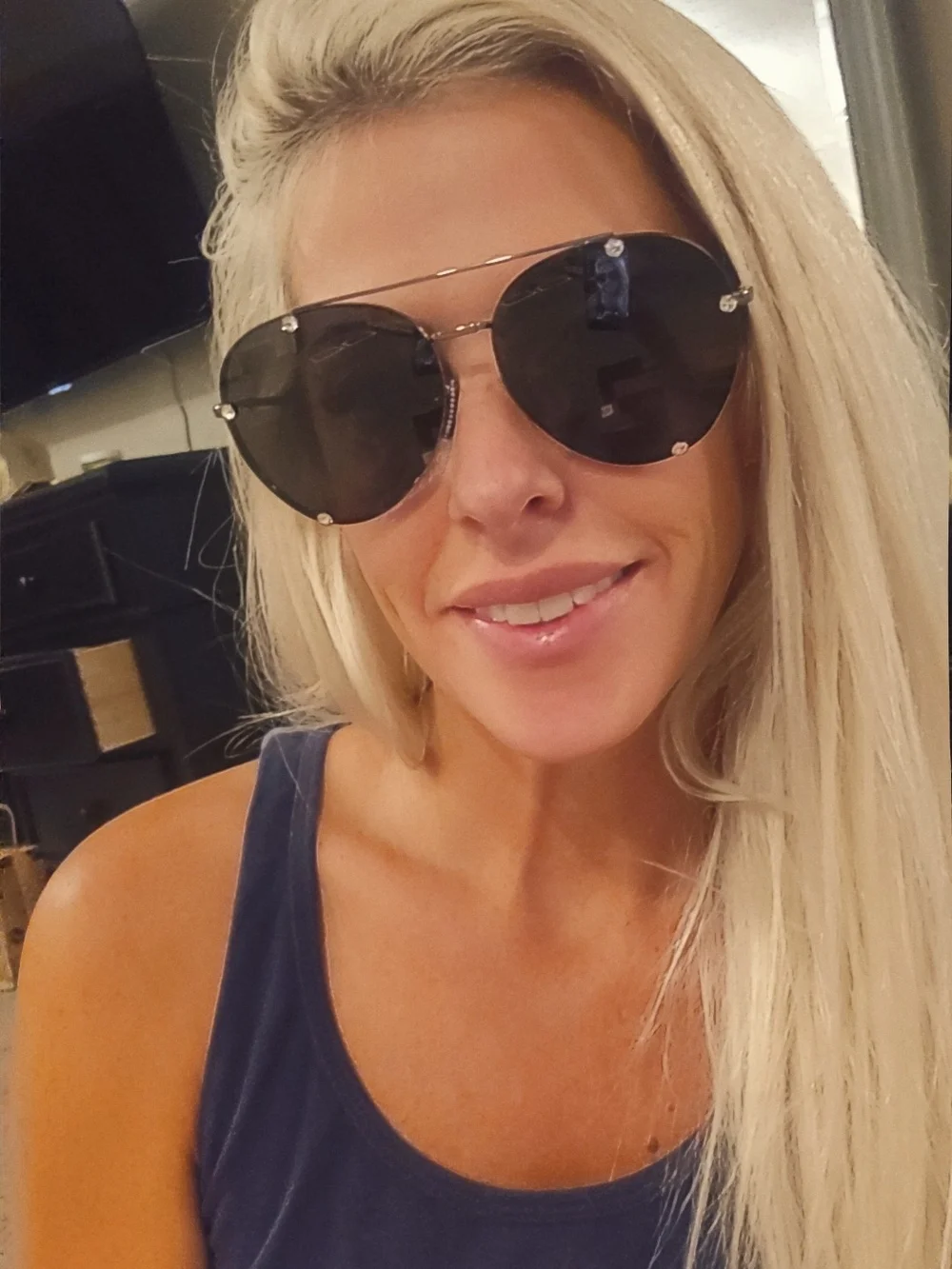 Valentino Women's Black Aviator Sunglasses with Crystal Accents